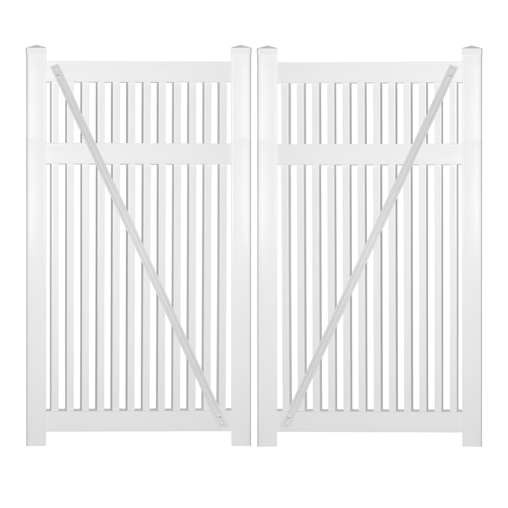 white vinyl pool fence double gate