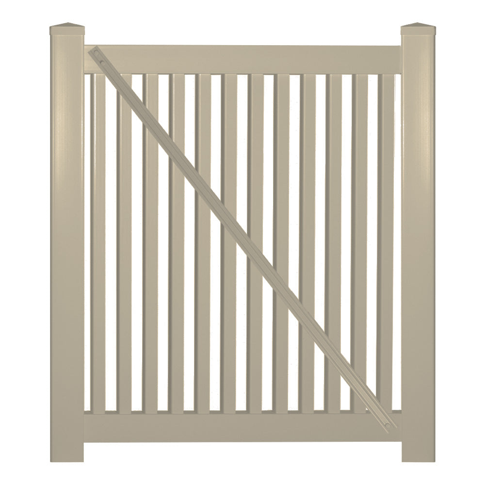 khaki vinyl pool fence single gate