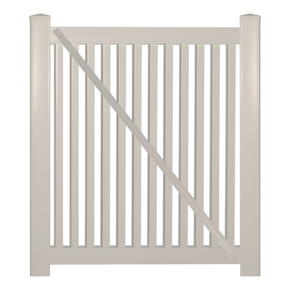 tan vinyl pool fence gate