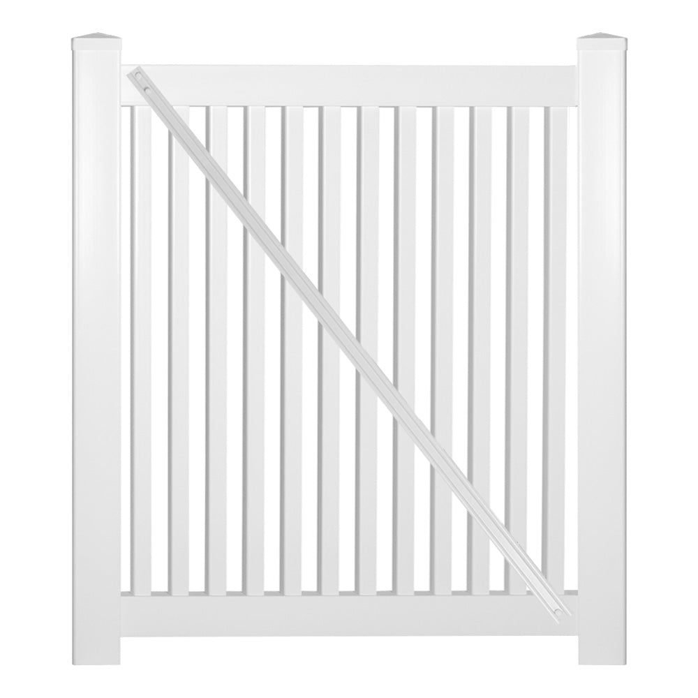 white vinyl pool fence gate