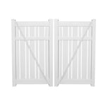 White Alden vinyl semi-privacy fencing double gate stock image