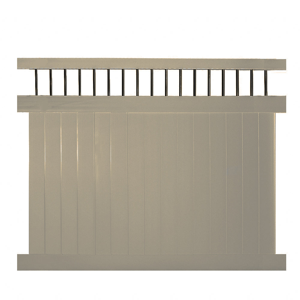 Khaki Bradford vinyl privacy fence stock image