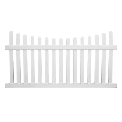 White Ellington vinyl picket fence stock image