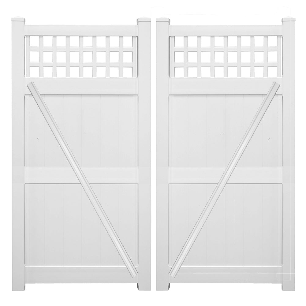 white vinyl privacy fence double gate