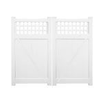 White Scottsdale vinyl privacy fencing double gate stock image