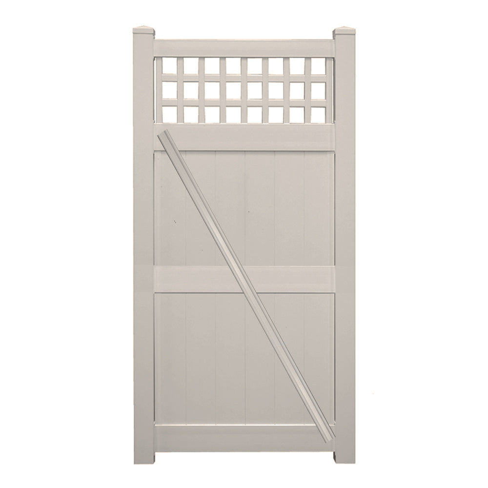 tan vinyl privacy fence single gate