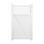 White Scottsdale vinyl privacy fencing gate stock image