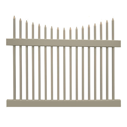 Khaki Stratford vinyl picket fence stock image