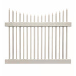Tan Stratford vinyl picket fence stock image
