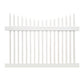 White Stratford vinyl picket fence stock image