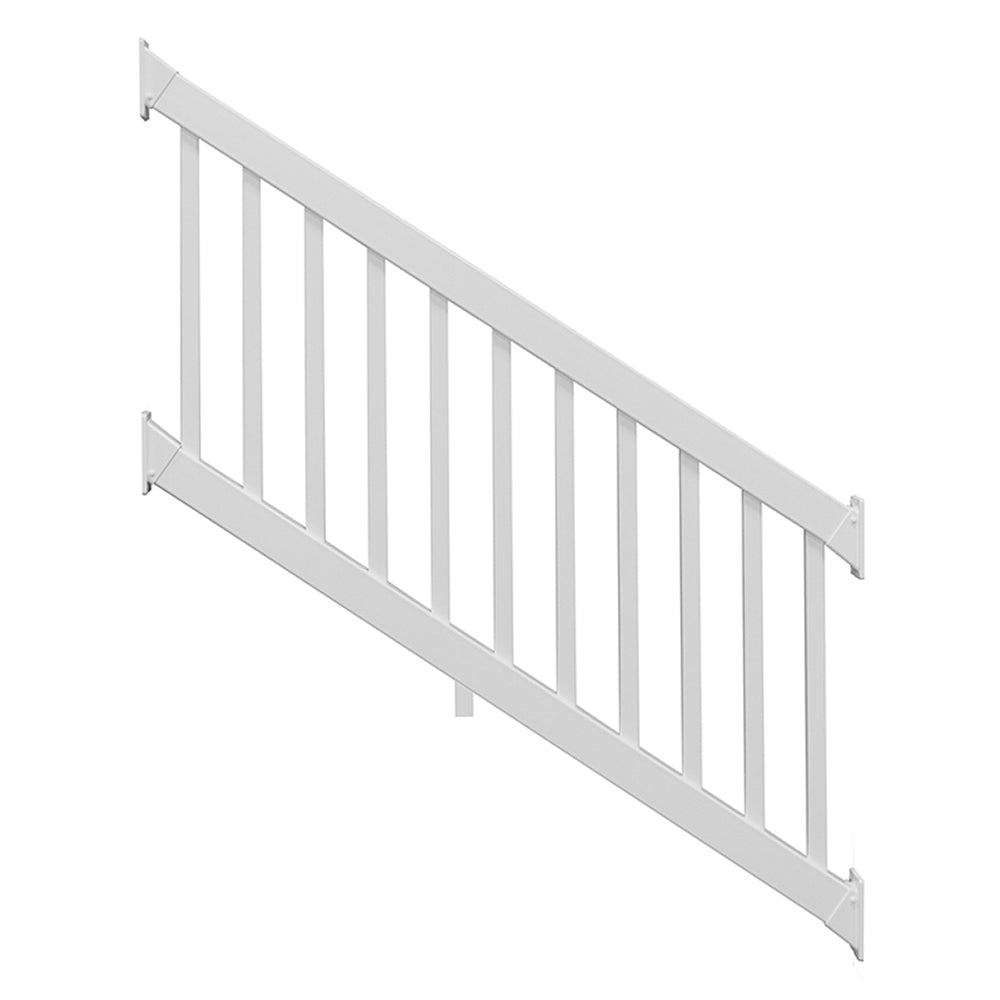 White Greenwich vinyl railing stair stock image