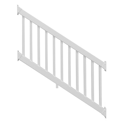 White Greenwich vinyl railing stair stock image