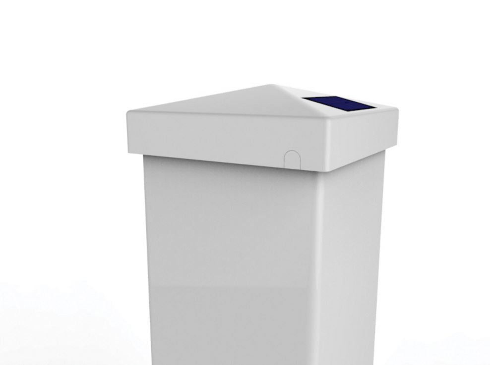 White vinyl Pyramid Solar LED post cap