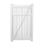 White Alden vinyl semi-privacy fencing gate stock image