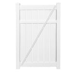 White Glendale vinyl semi-privacy fencing gate stock image