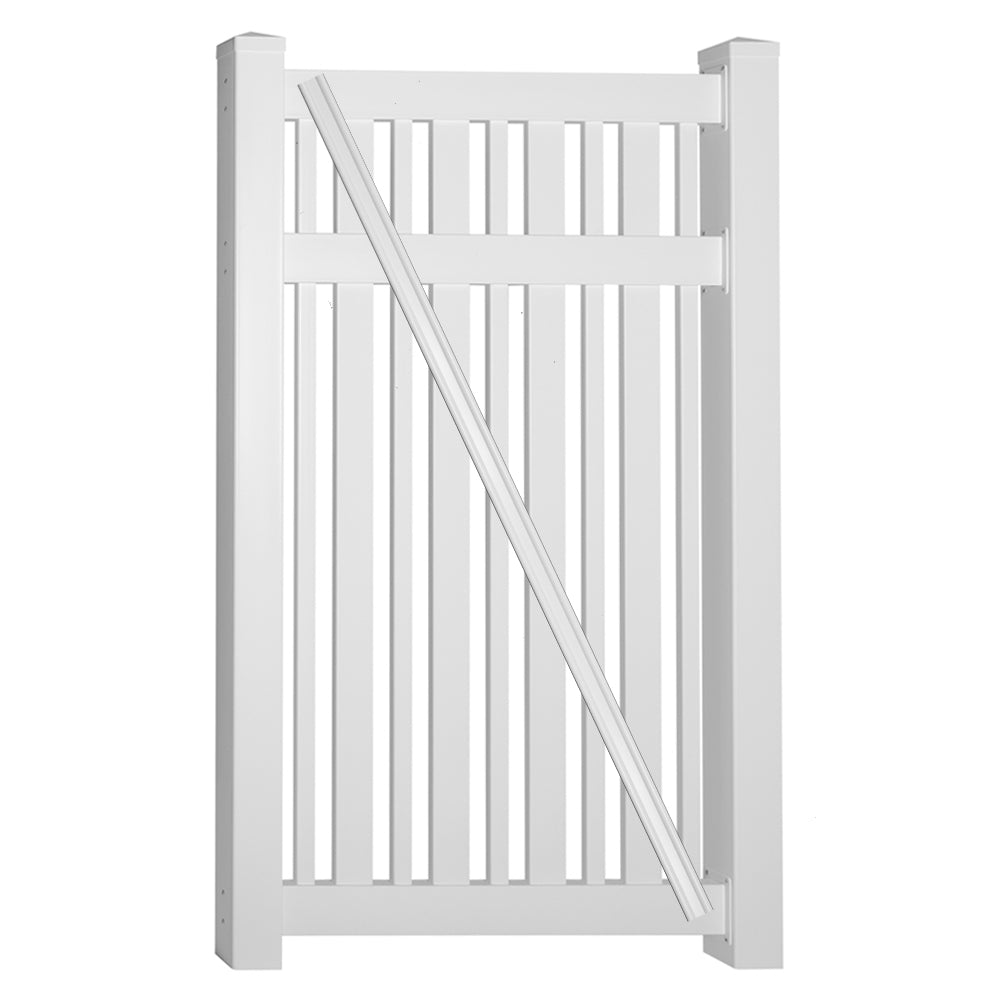 white vinyl pool fence single gate