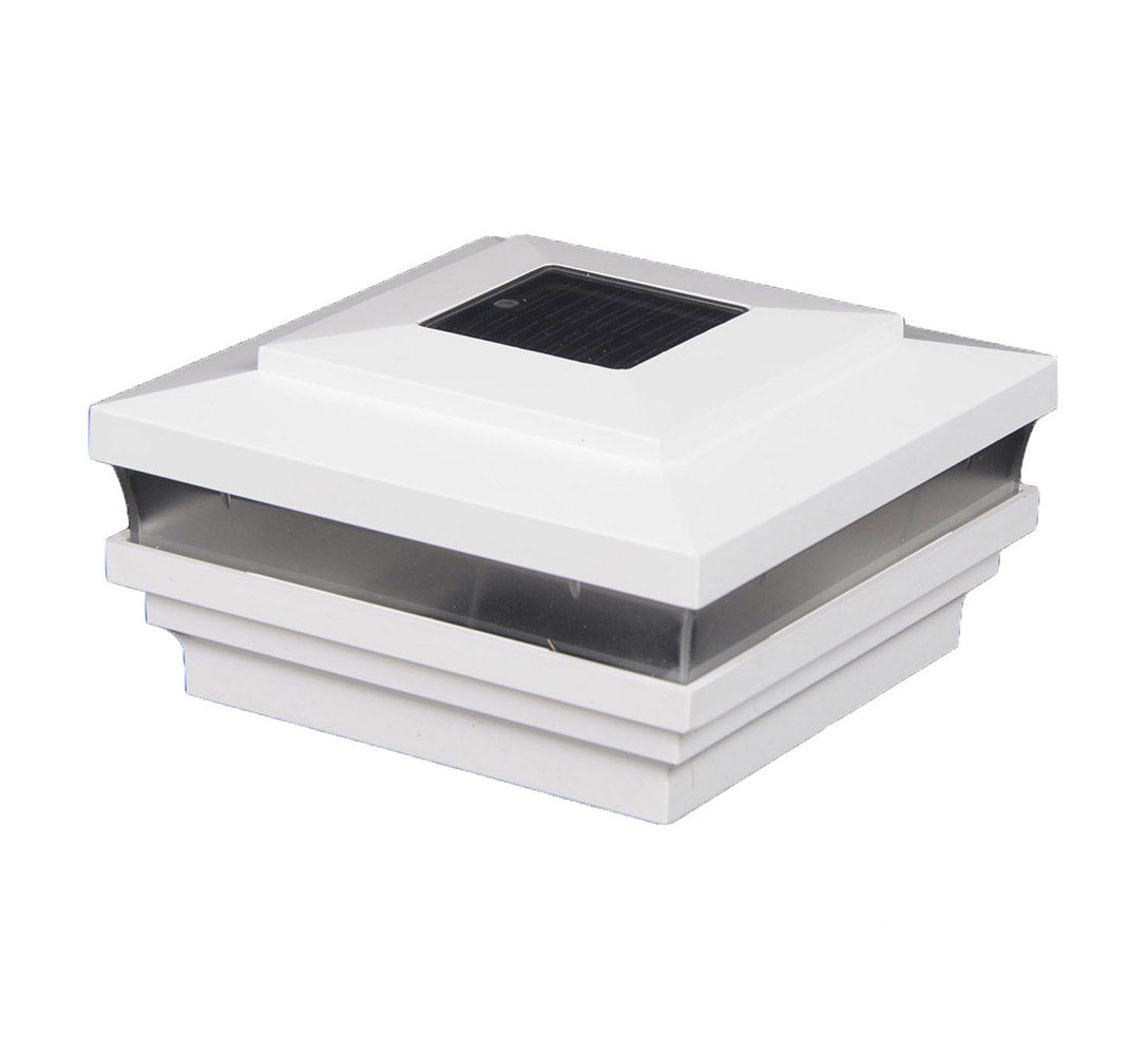 White vinyl Cape May Solar LED Post Cap