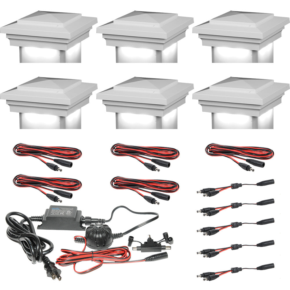 White vinyl Cape May Downward Low Voltage LED Starter Kit