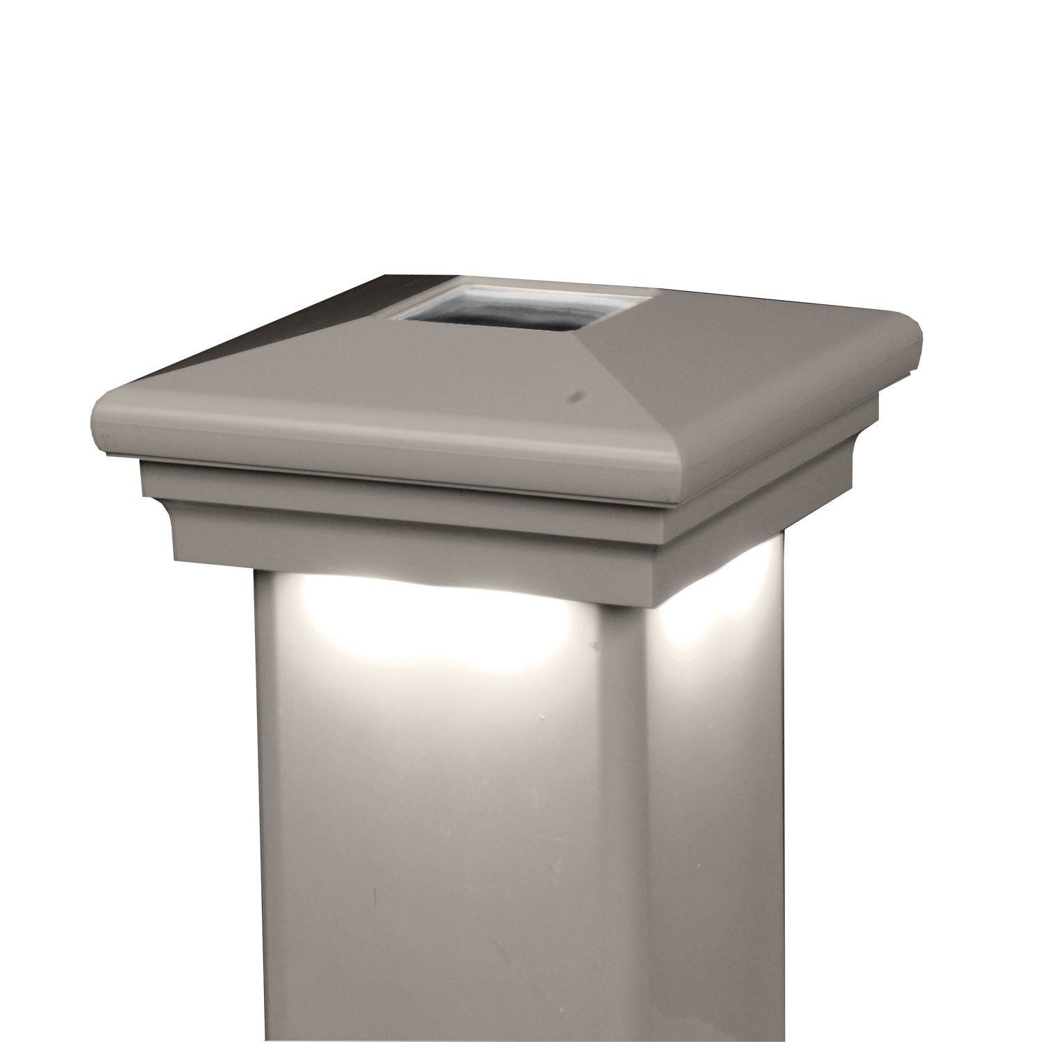Tan Vinyl Neptune Downward Solar LED post cap