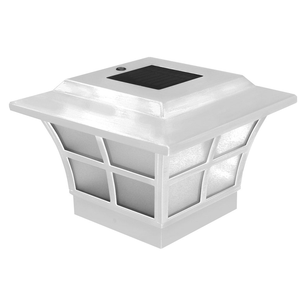 White vinyl Prestige Solar LED Post Cap