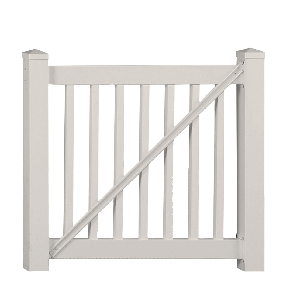 Tan Greenwich vinyl railing gate stock image