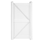 White Augusta vinyl privacy fencing gate stock image