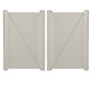 Tan Savannah vinyl privacy fencing double gate stock image