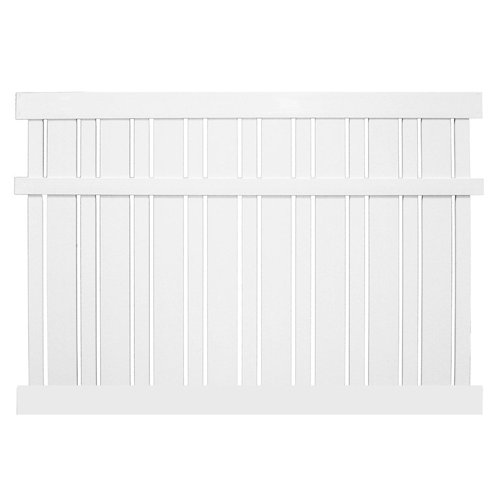 White Alden vinyl semi-privacy fence stock image