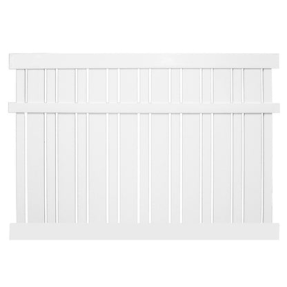 White Alden vinyl semi-privacy fence stock image