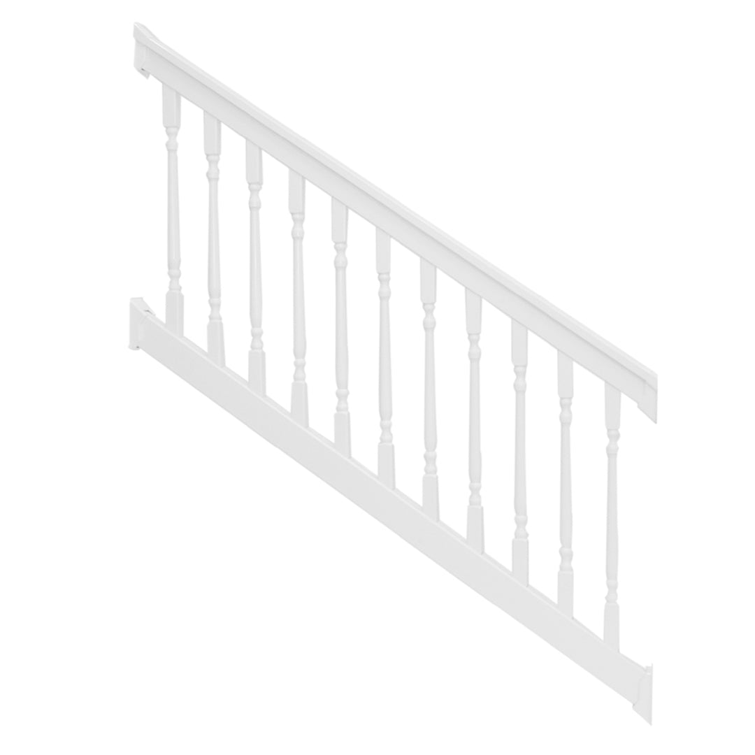 White Addison vinyl stair railing stock image