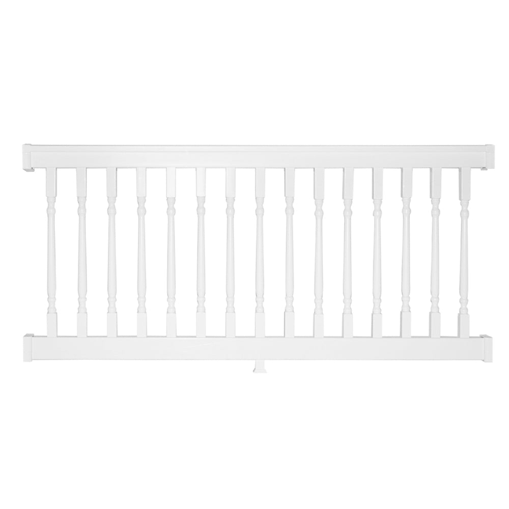 White Addison vinyl railing stock image
