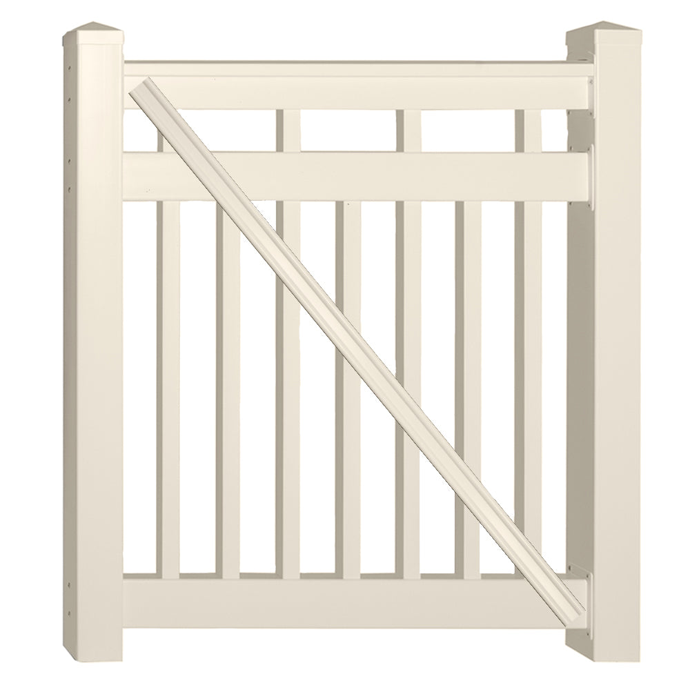 Khaki Cheshire vinyl railing gate stock image