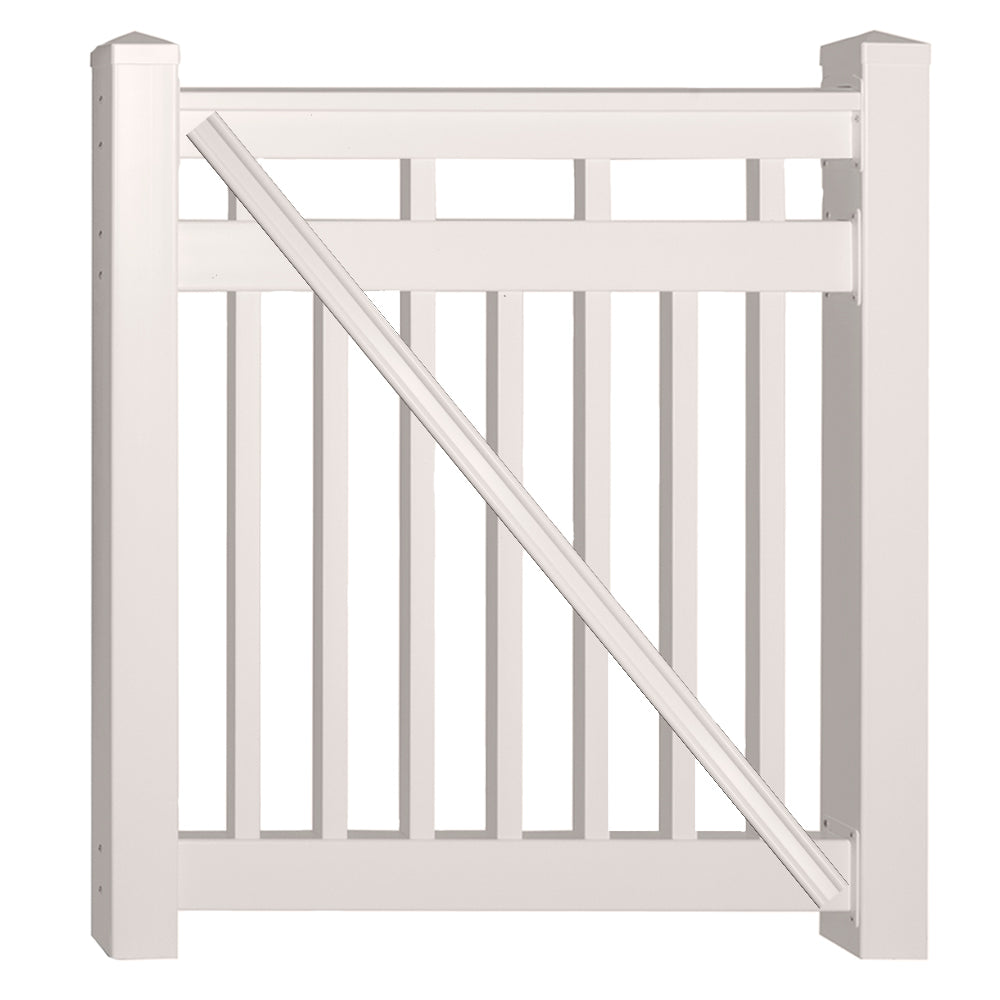 Tan Cheshire vinyl railing gate stock image