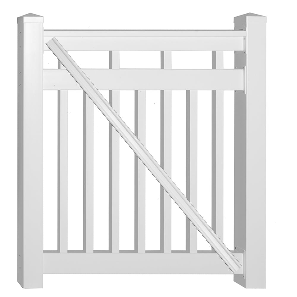 White Cheshire vinyl railing gate stock image