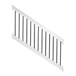 Weatherables Wiltshire white vinyl deck stair railing stock image