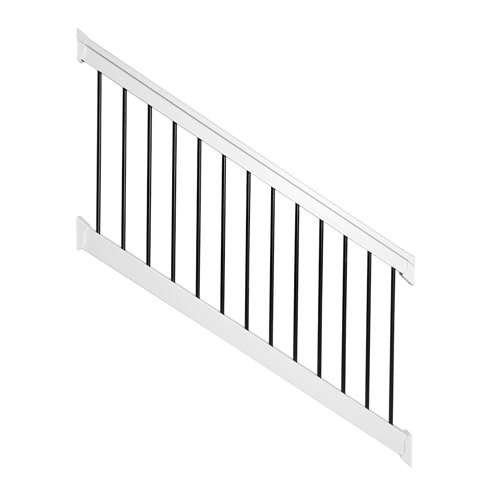 White Wiltshire vinyl stair railing stock image
