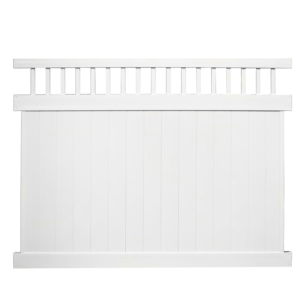 White Mason vinyl privacy fence stock image
