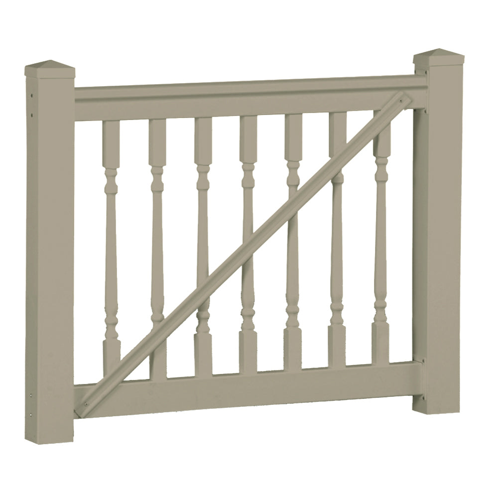Khaki Addison vinyl railing gate stock image