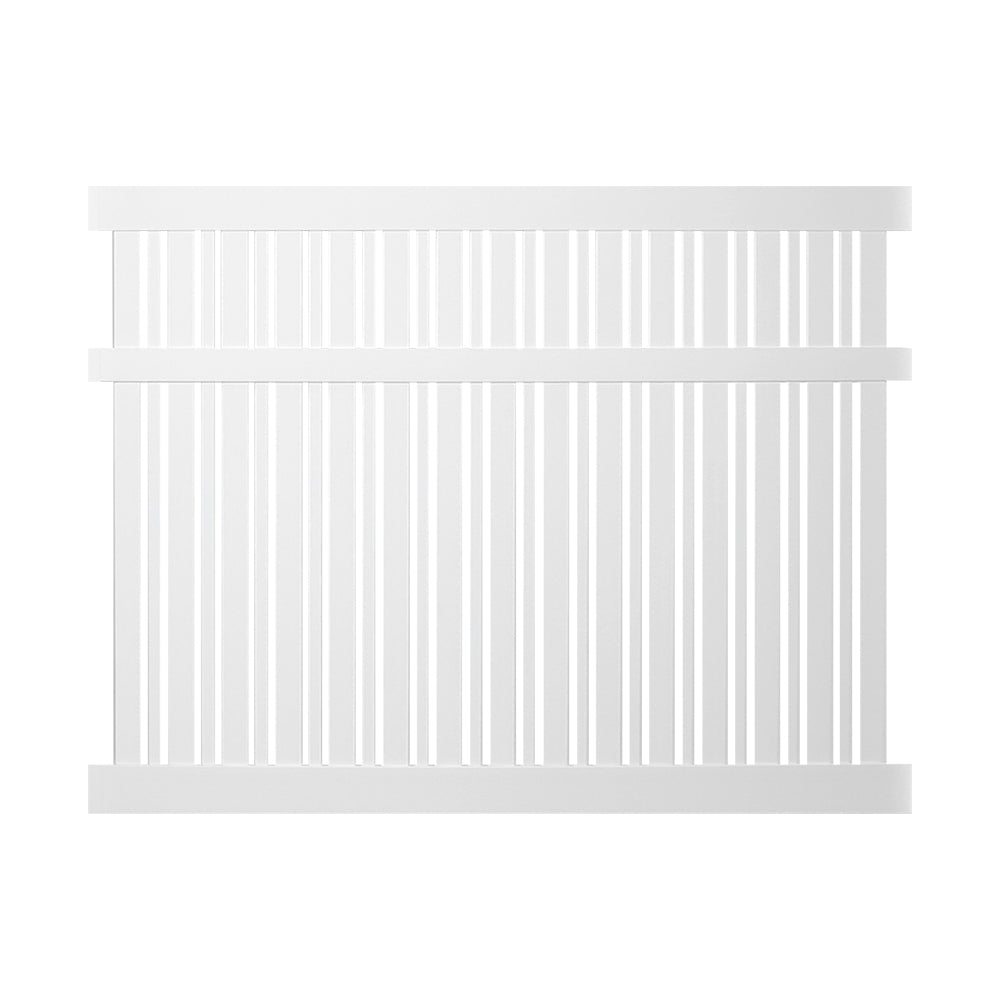 White Davenport vinyl semi-privacy fence stock image