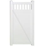 White Mason vinyl privacy fencing gate stock image