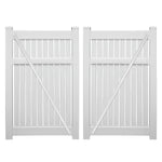 White Huntington vinyl semi-privacy fencing double gate stock image