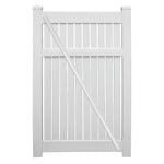 White Huntington vinyl semi-privacy fencing gate stock image
