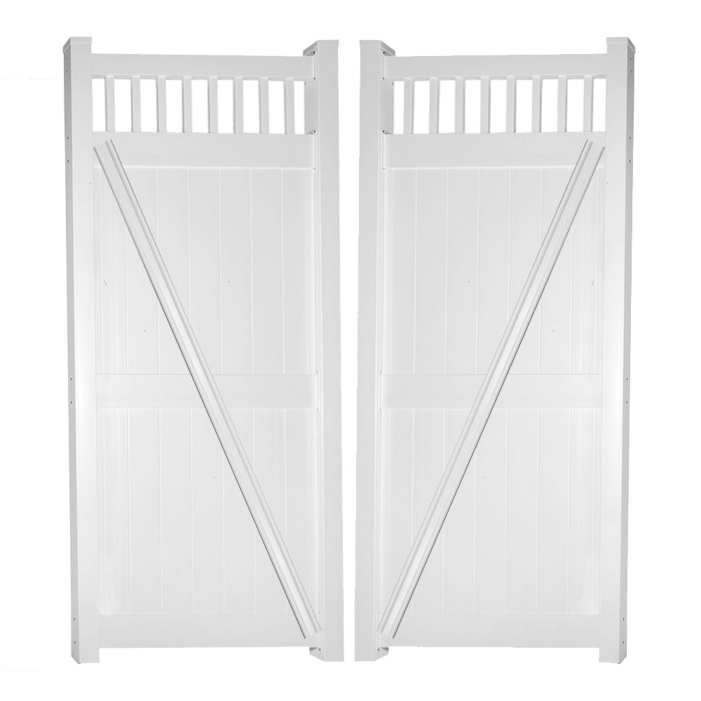white vinyl privacy fence double gate