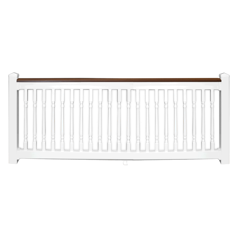 Wakefield white vinyl deck board railing stock image