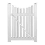 White Richmond vinyl picket fencing gate stock image