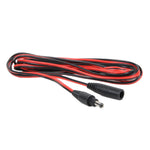 Black and red wire cable with connectors on a white background