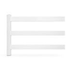 white vinyl 3-rail horse fence stock image