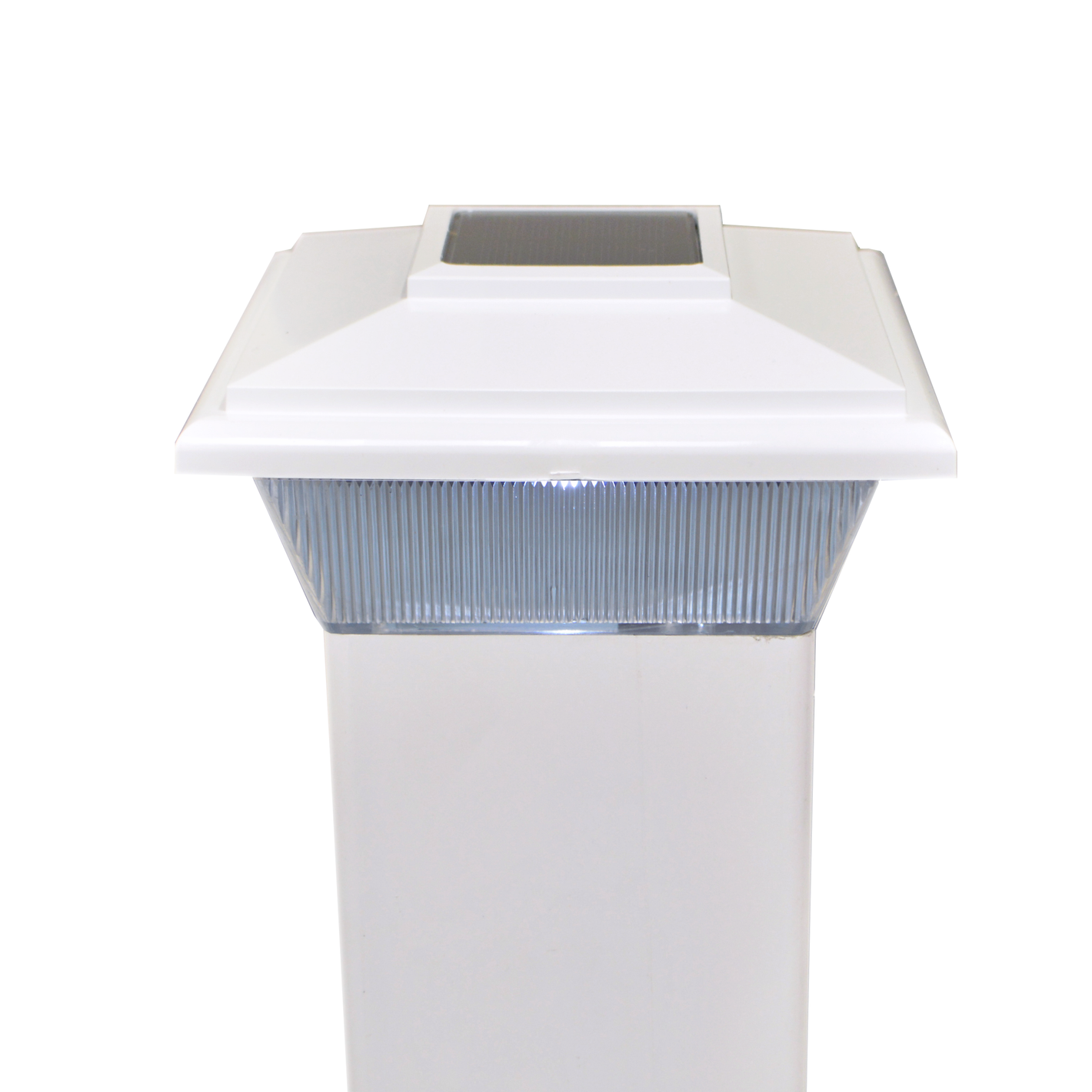 White Vinyl classic solar LED post cap