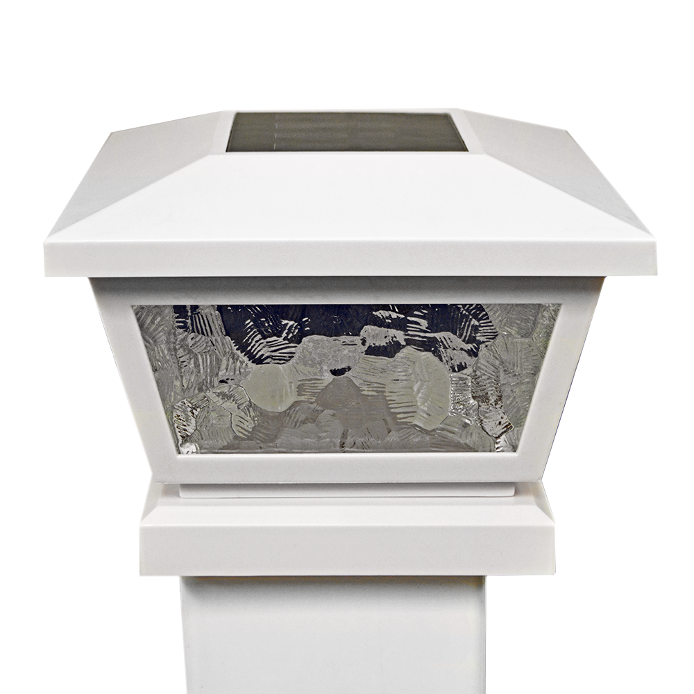 White vinyl Fairmont solar LED post cap