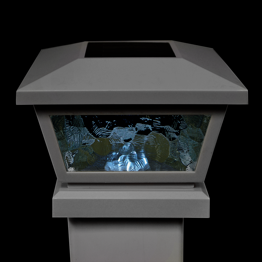 Gray Vinyl Fairmont Solar LED post cap